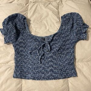 Blue stretchy crop top